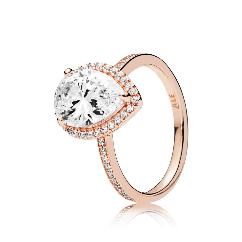 FINAL SALE - Pandora Sparkling Teardrop Halo Ring, Size 6