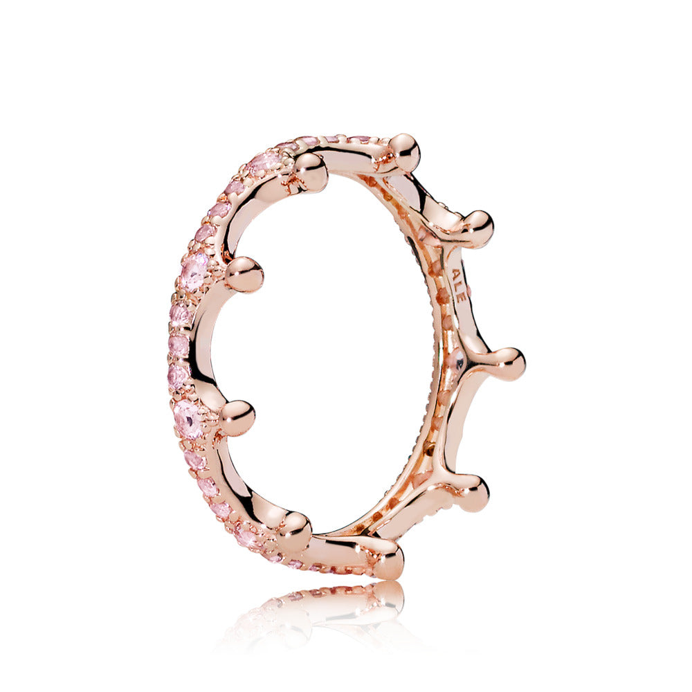 FINAL SALE - Pandora Pink Sparkling Crown Ring, Size 7.5