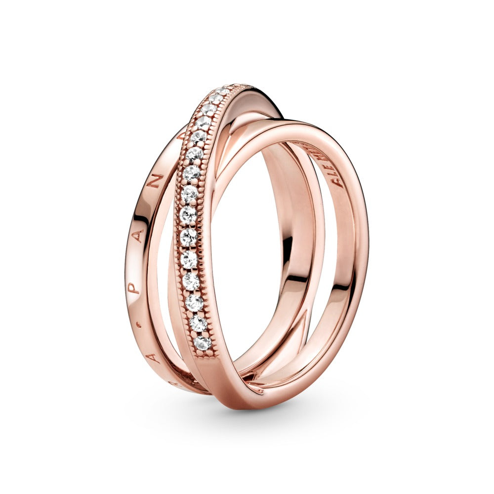 FINAL SALE- Pandora Crossover Pavé Triple Band Ring, Size 5
