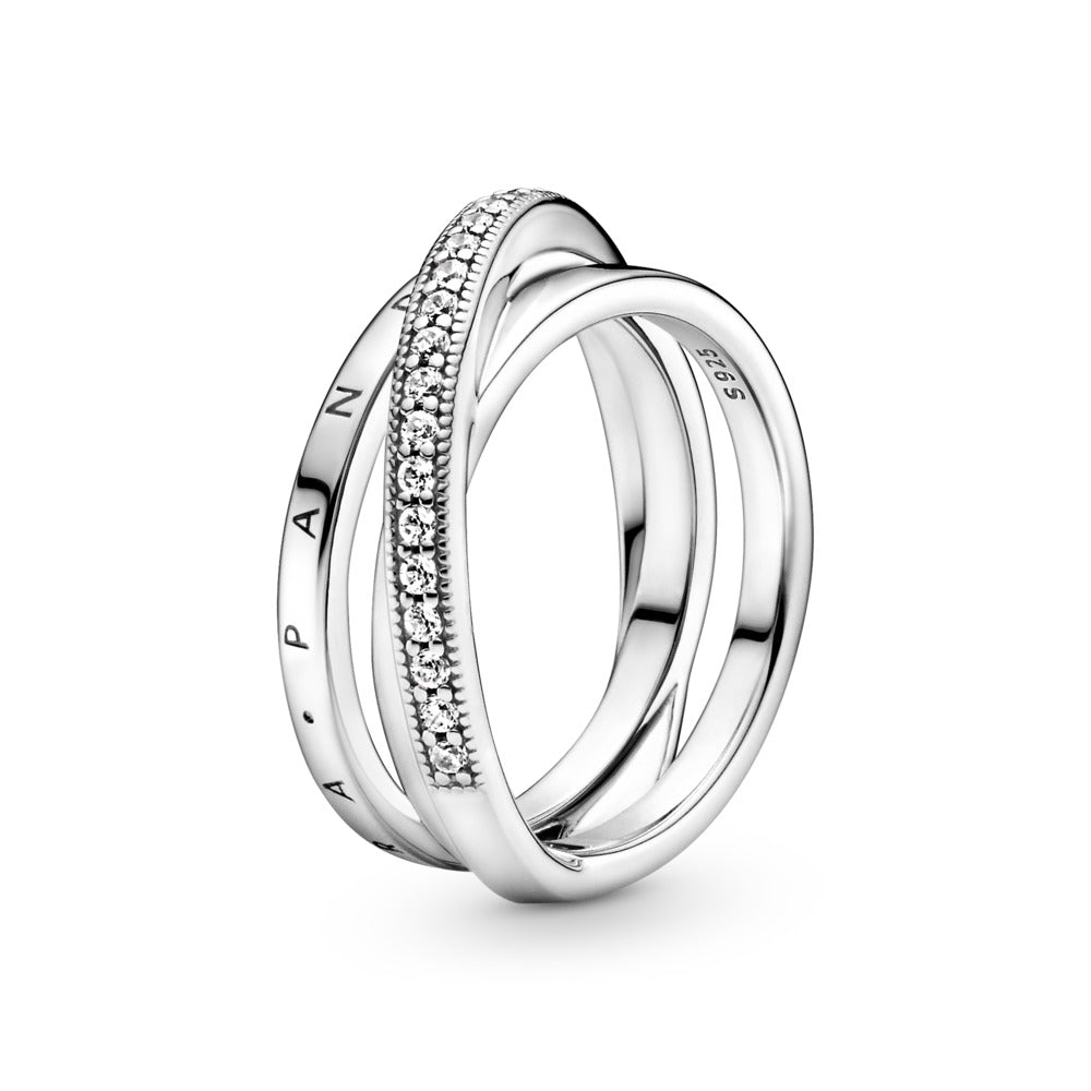 FINAL SALE- Crossover Pavé Triple Band Ring, size 7.5