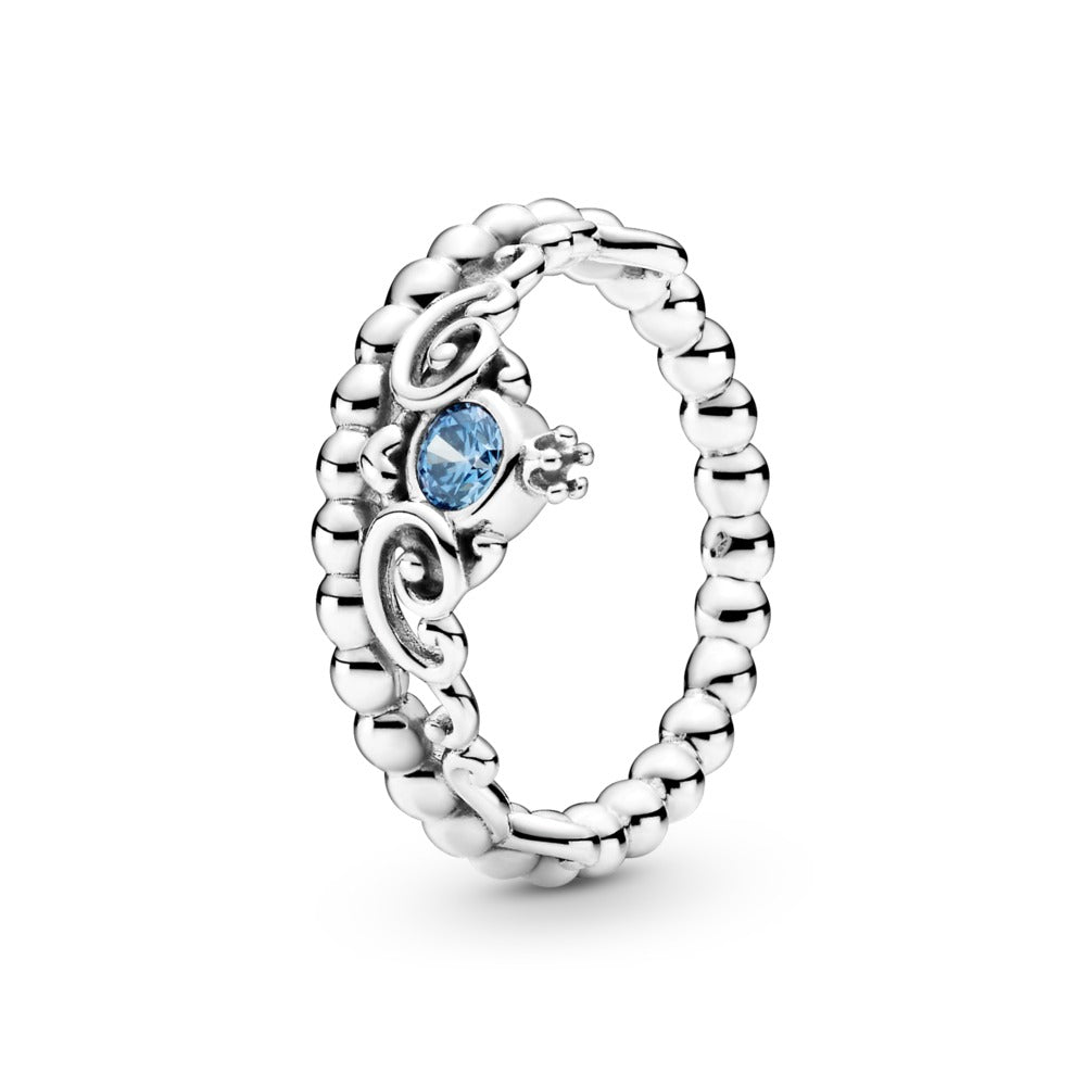 FINAL SALE  Pandora Disney Cinderella Blue Tiara Ring, size 6.0