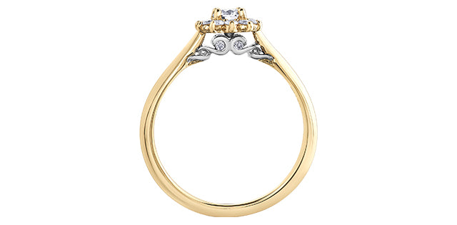 14 Karat Halo Engagement Ring, 0.18 CT Center