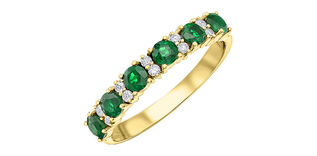 10 Karat Emerald & Diamond Band