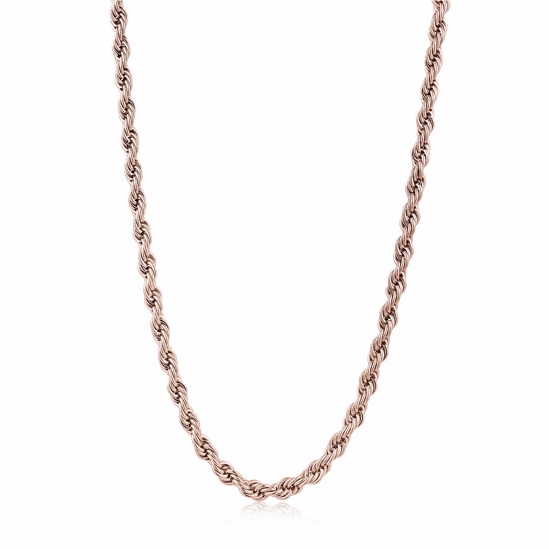 Rose Plated Rope Link Chain - 22"