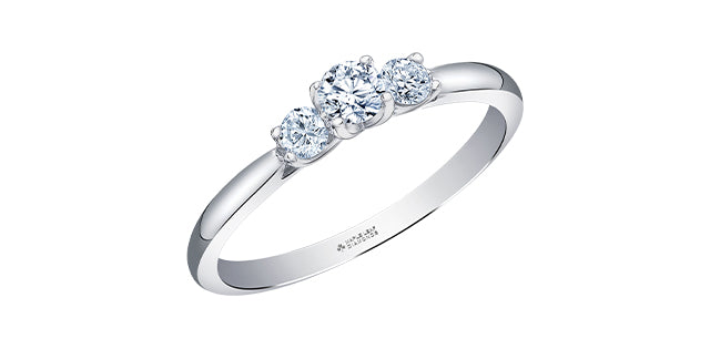 14 Karat Three Stone Engagement Ring, 0.75TDW