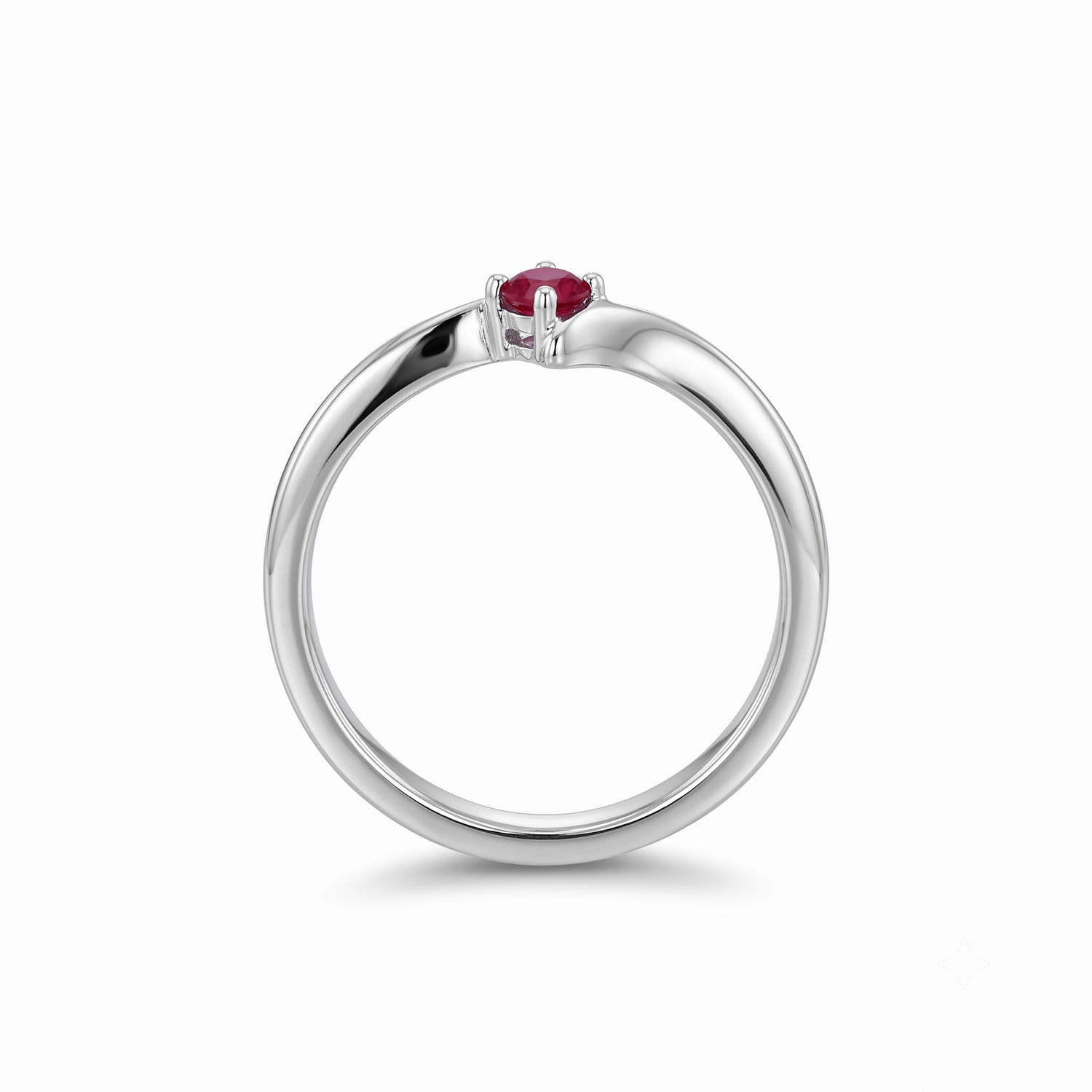 Sterling Silver 2.5mm Genuine Ruby Birthstone Bypass Ring