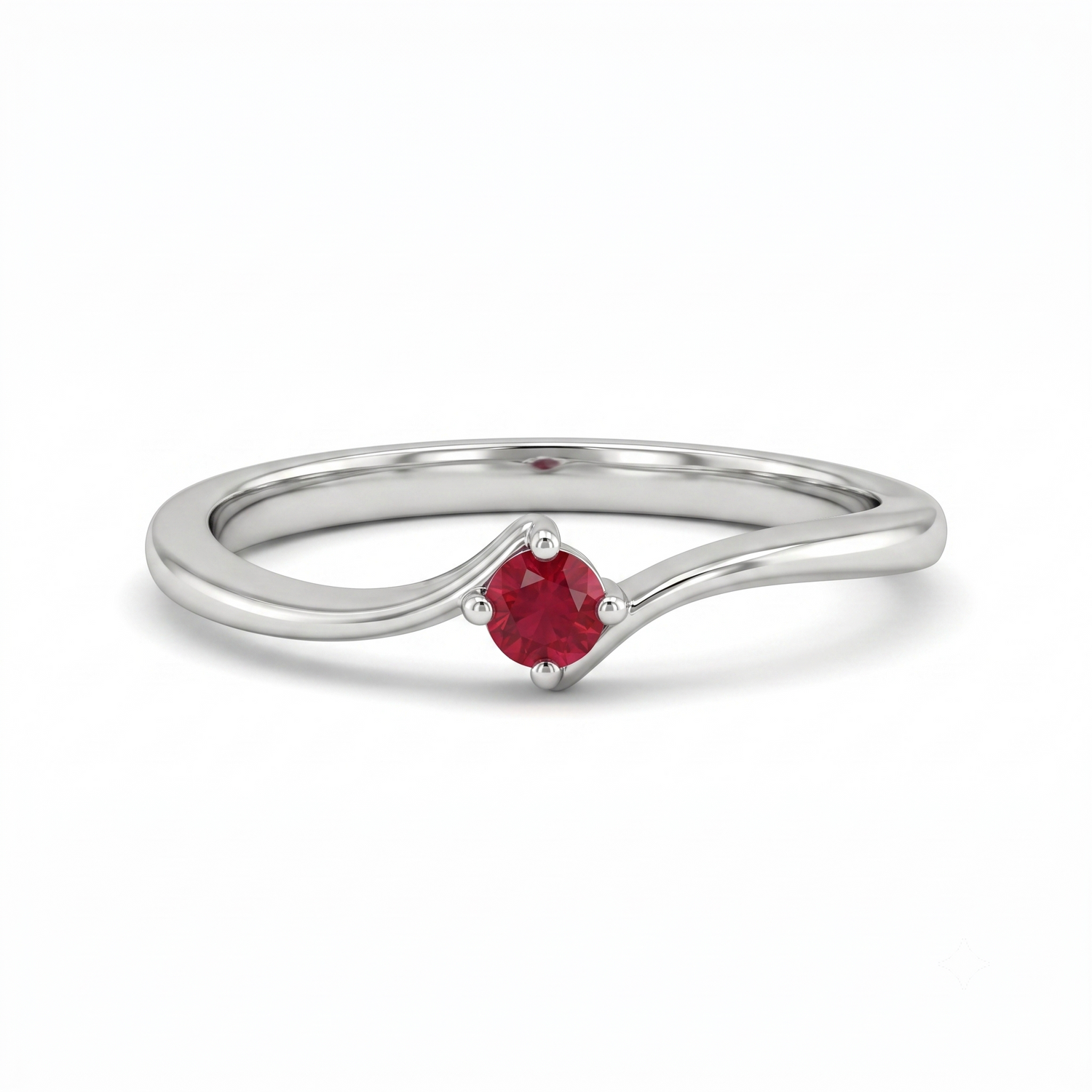 Sterling Silver 2.5mm Genuine Ruby Birthstone Bypass Ring