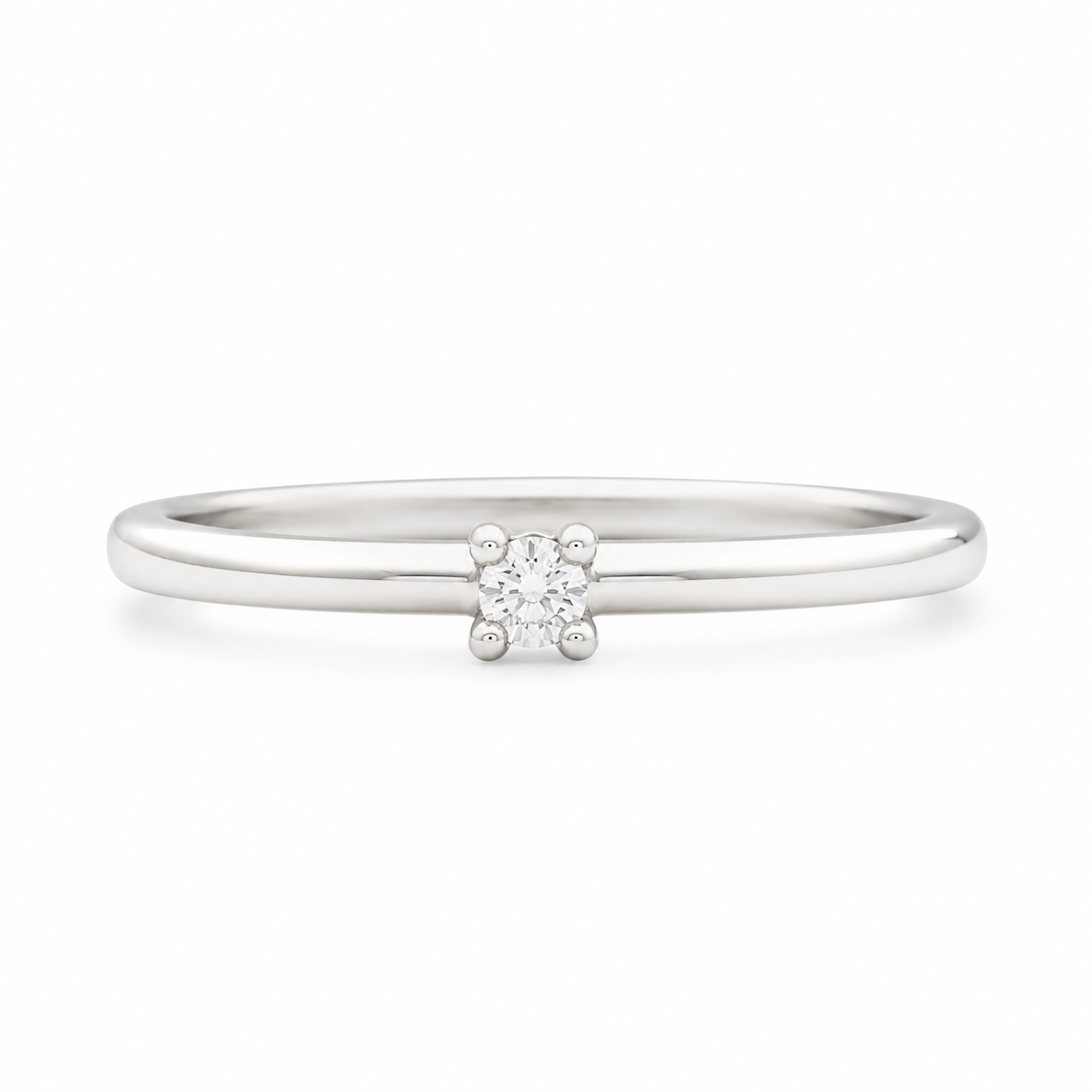 Sterling Silver 2mm 0.09ctw Lab-Grown Diamond Solitaire Promise Ring