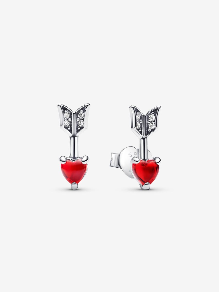 FINAL SALE - Pandora Arrow & Murano Glass Heart Stud Earrings