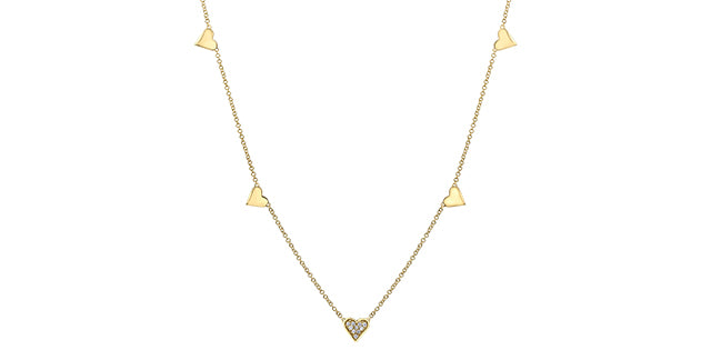 10K Station Heart Necklace 0.05TDW