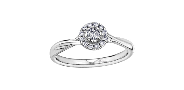 10 Karat Halo Engagement Ring, 0.16 CT Center