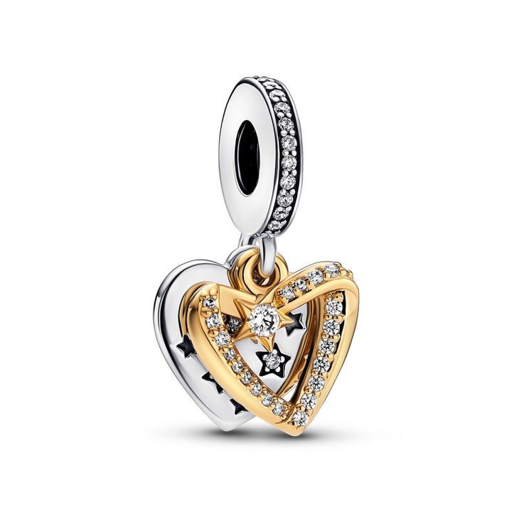 Pandora Shooting Star Hearts Double Dangle Charm