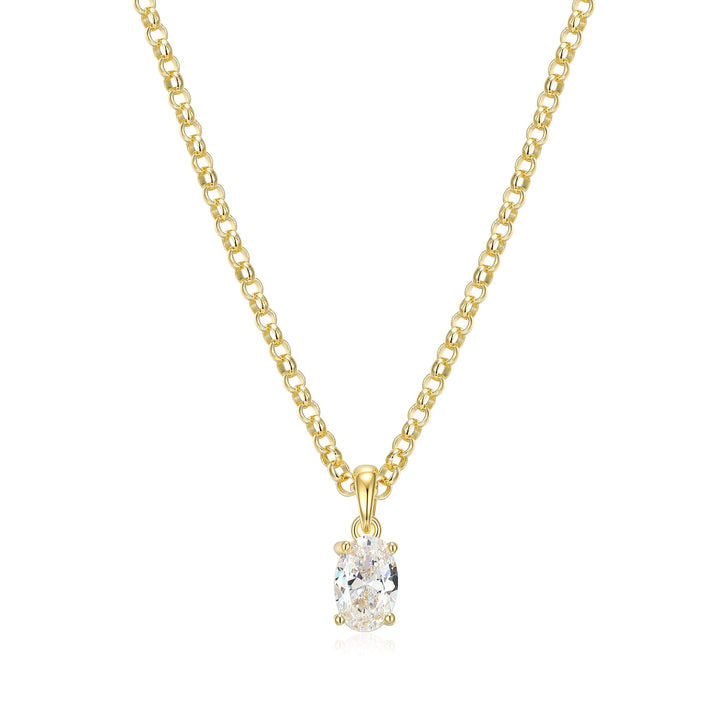 Oval Cut CZ Solitaire Pendant
