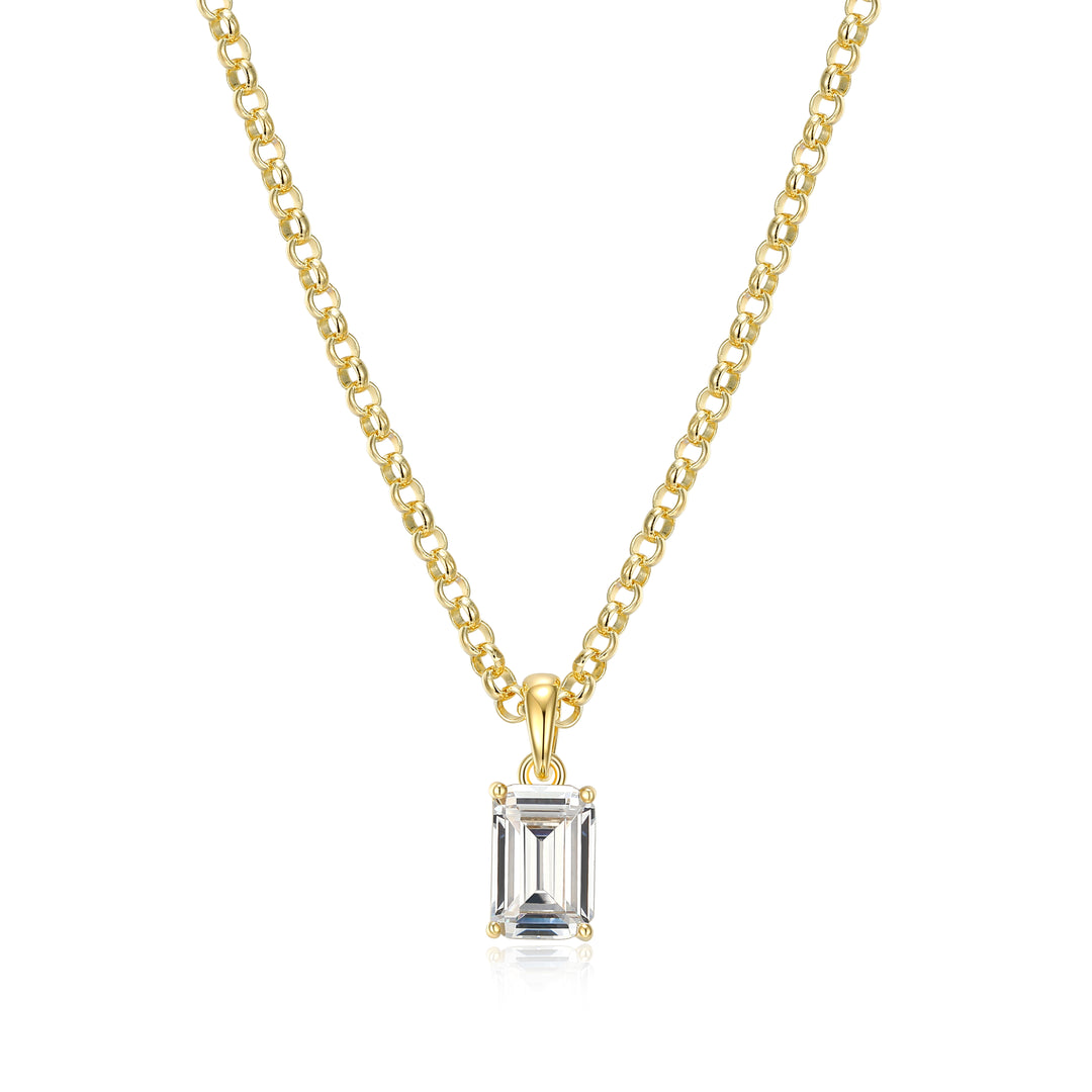 Emerald Cut CZ Solitaire Pendant