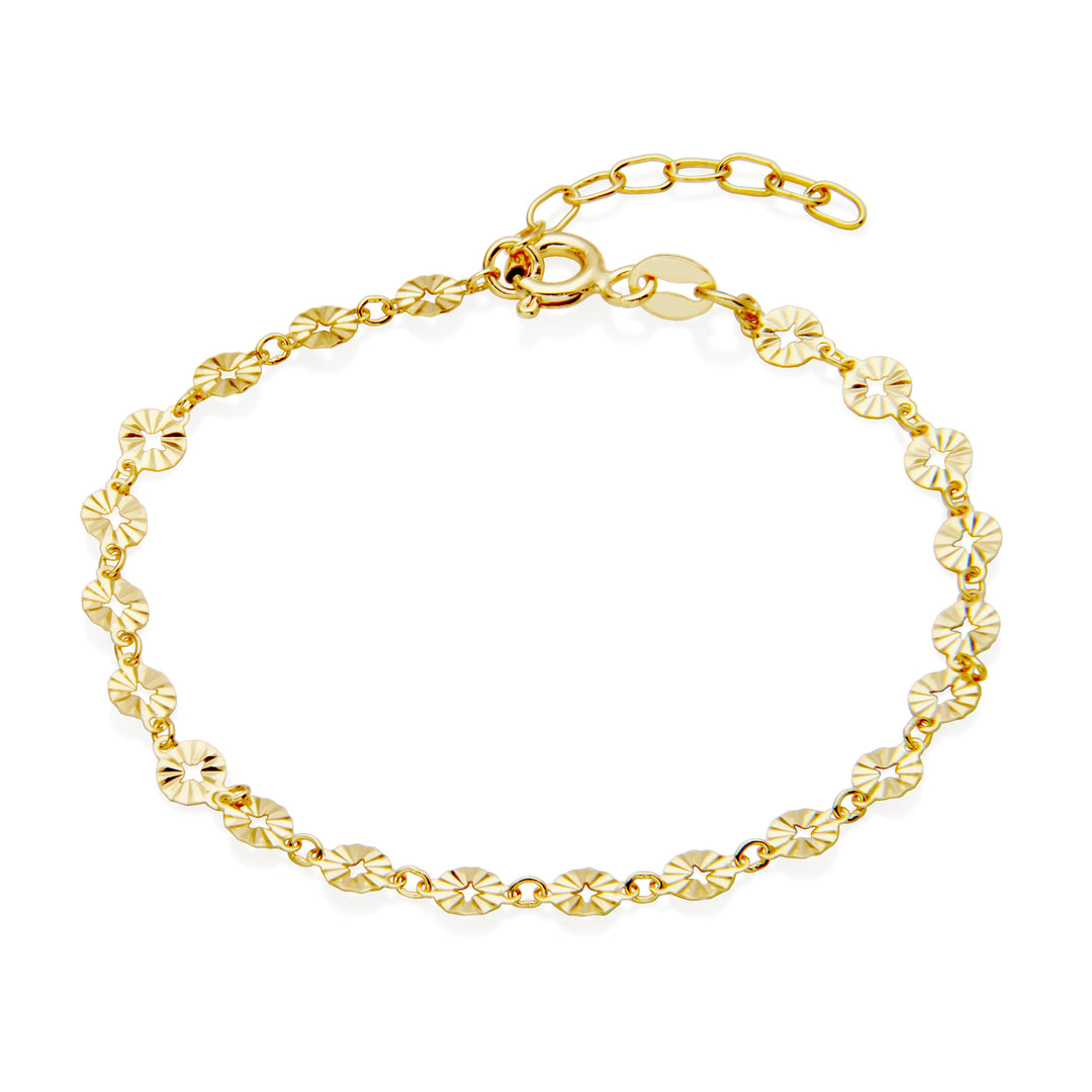 Diamond Cut 4MM Petal Chain Bracelet