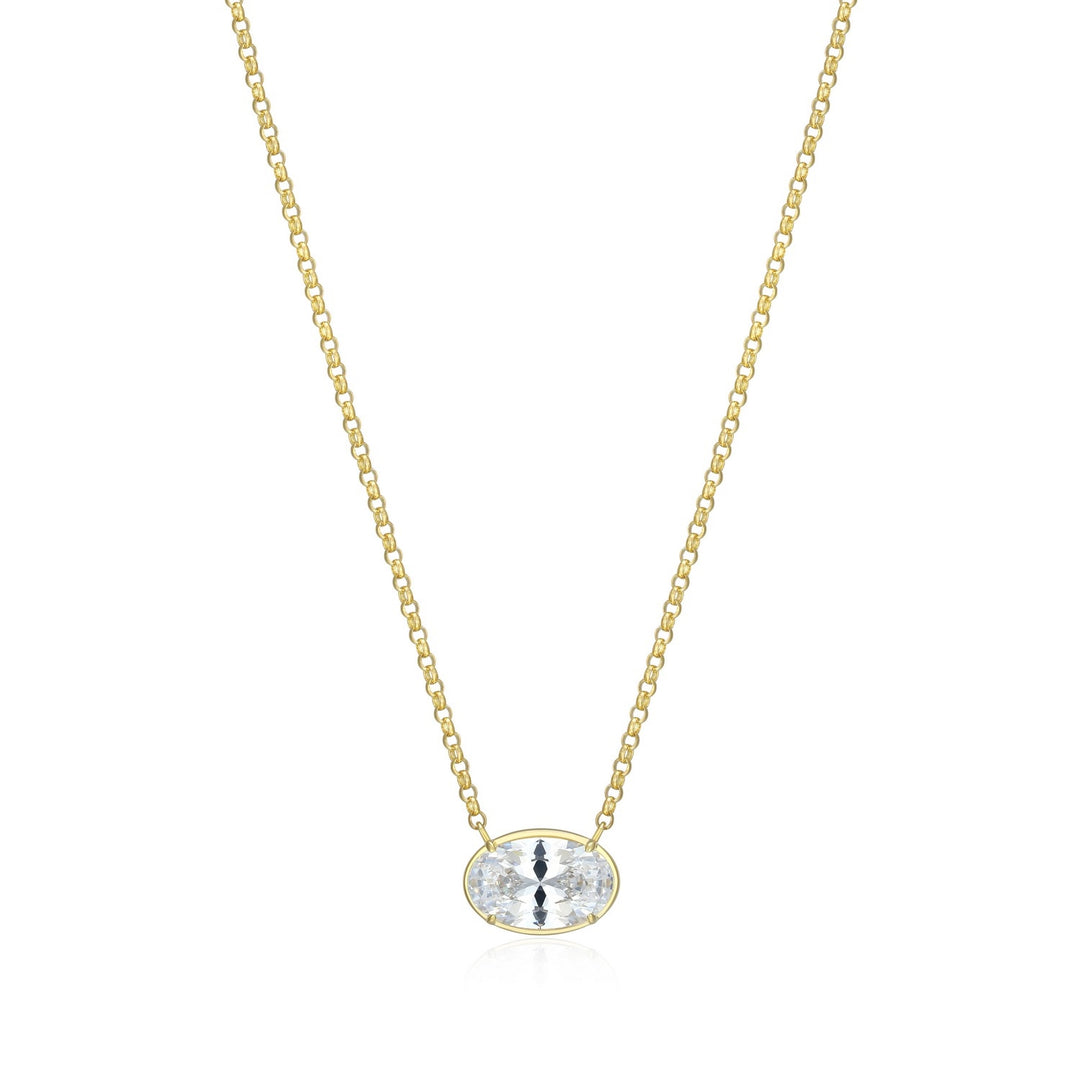 ELLE "Serenelle" Gold-Plated Oval CZ Necklace