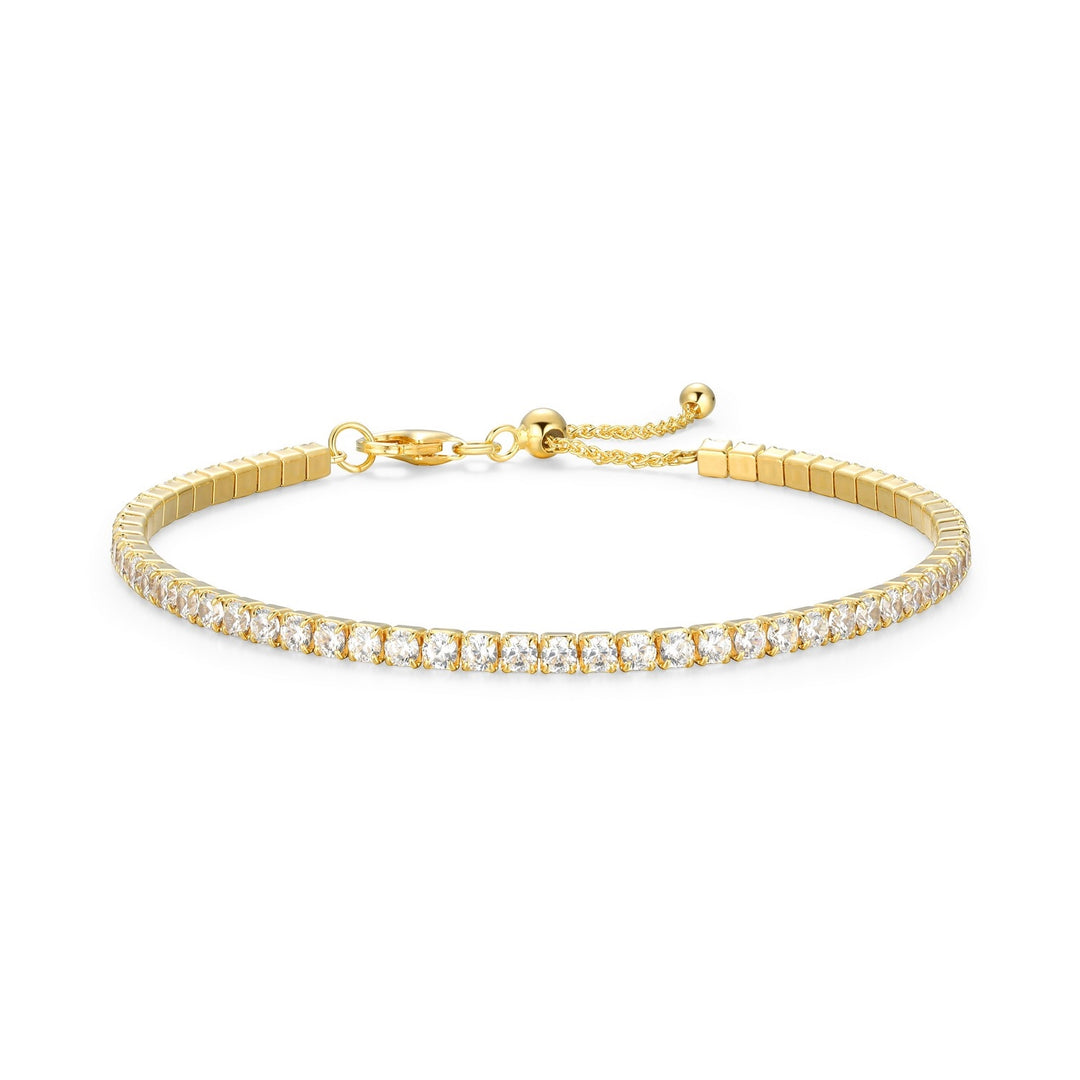 18k Gold-Plated Sterling Silver 2.5mm Adjustable CZ Tennis Bracelet
