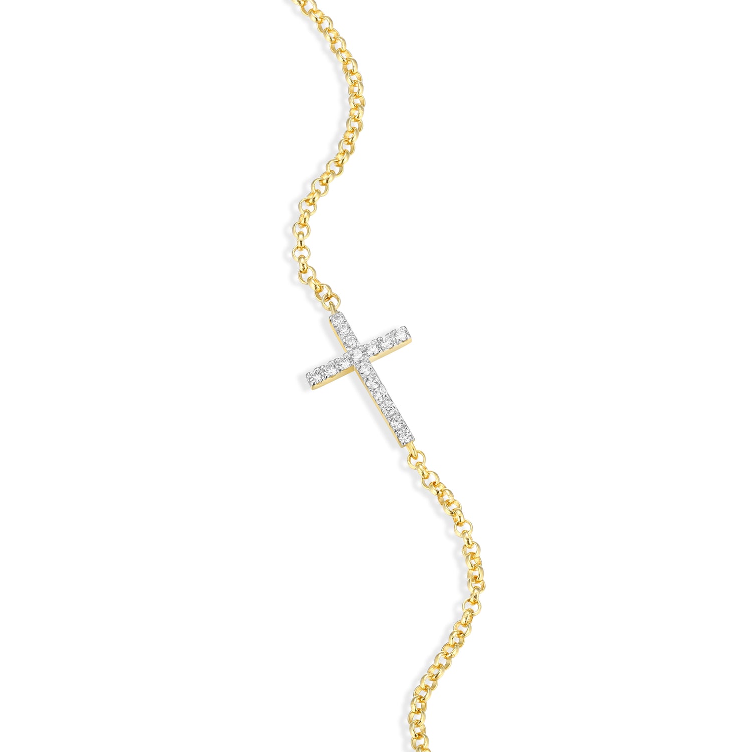 Lab-Grown Diamond GP Cross Bracelet, Adjustable