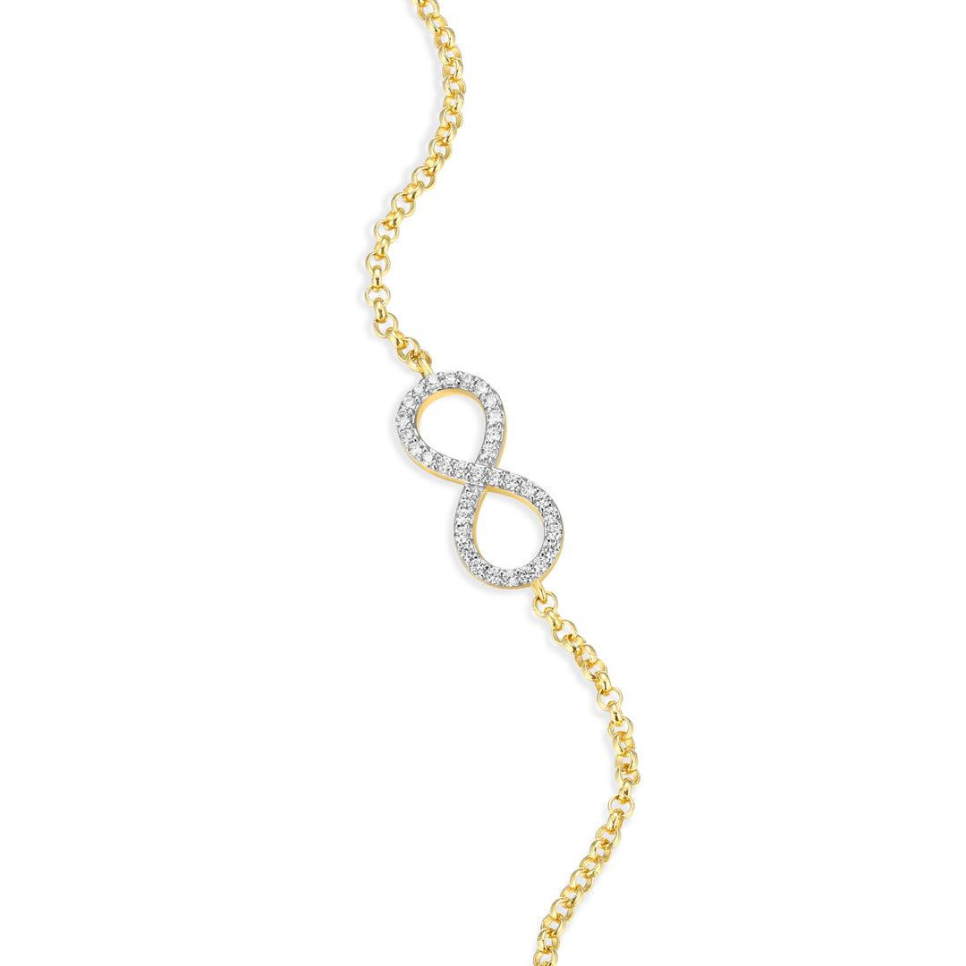 18k Gold-Plated Sterling Silver Infinity Lab-Created Diamond Adjustable Bracelet