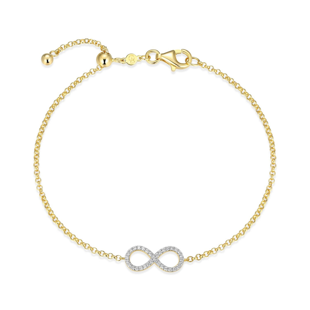 18k Gold-Plated Sterling Silver Infinity Lab-Created Diamond Adjustable Bracelet