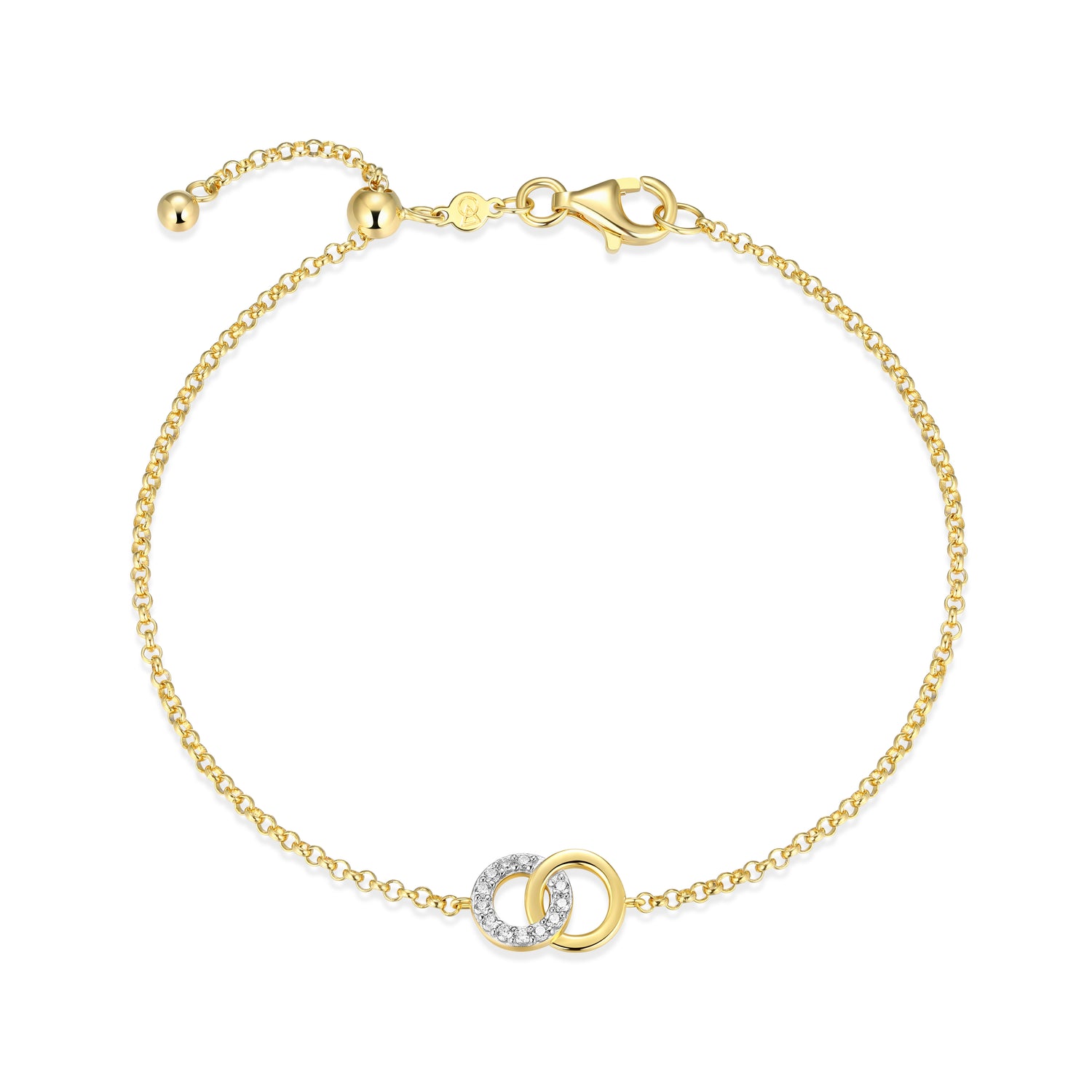 "M" Lab-Created Diamond Gold-Plated Interlocking Circles Bracelet