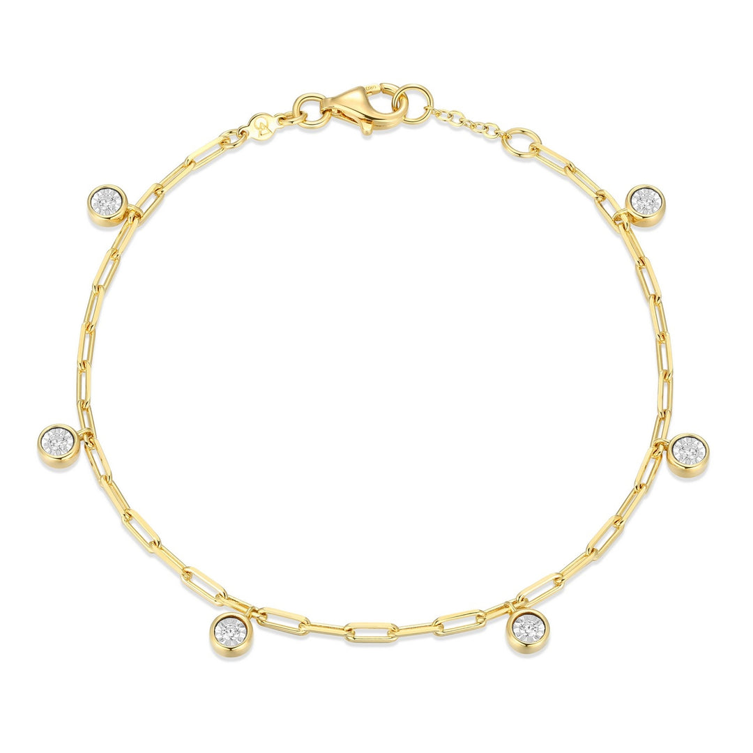 "M" Lab-Created Diamond Gold-Plated Paperclip Dangle Bracelet