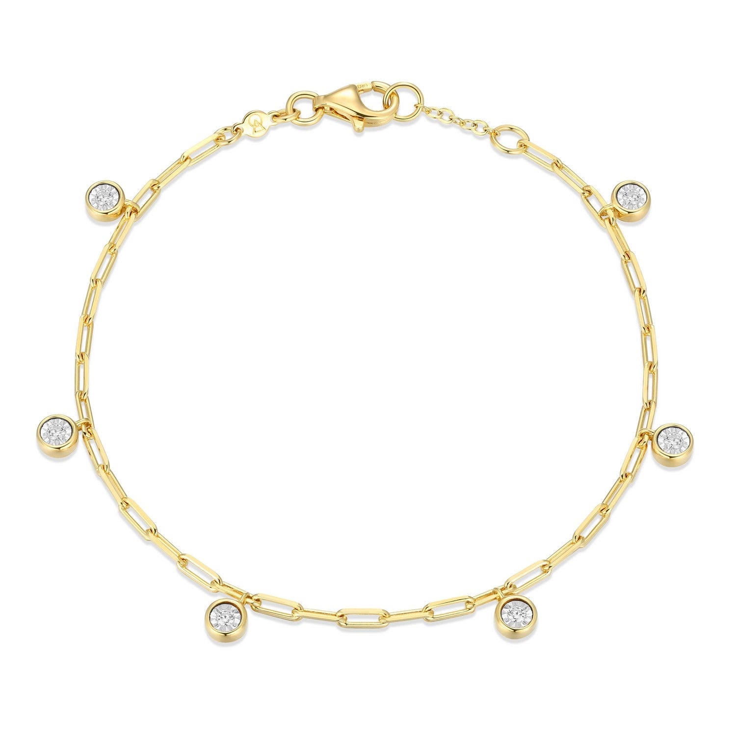 Paperclip Link Bracelet with Lab-Grown Diamond Droplets