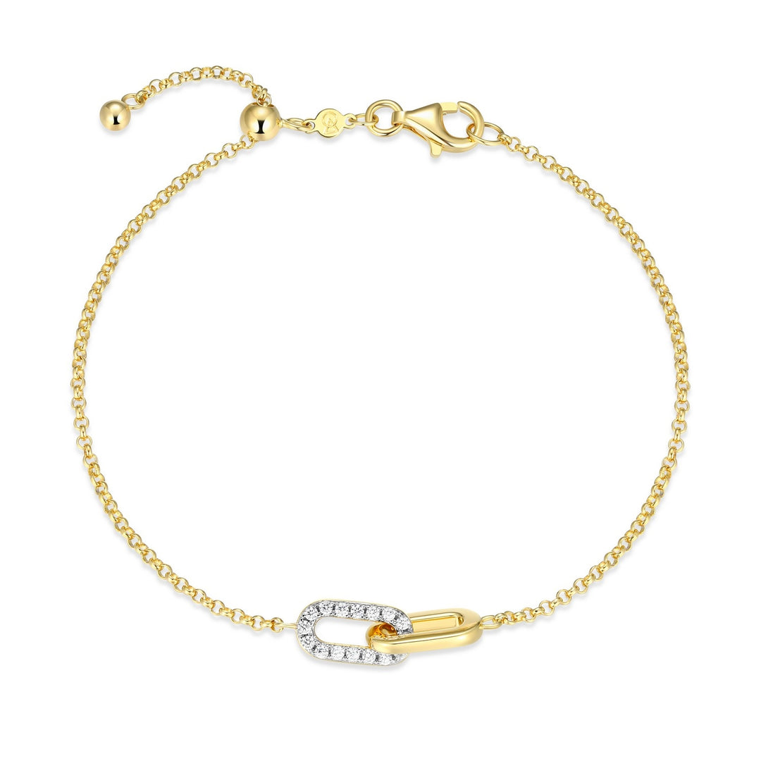 Lab-Grown Diamond GP Double Paperclip Link Adjustable Bracelet