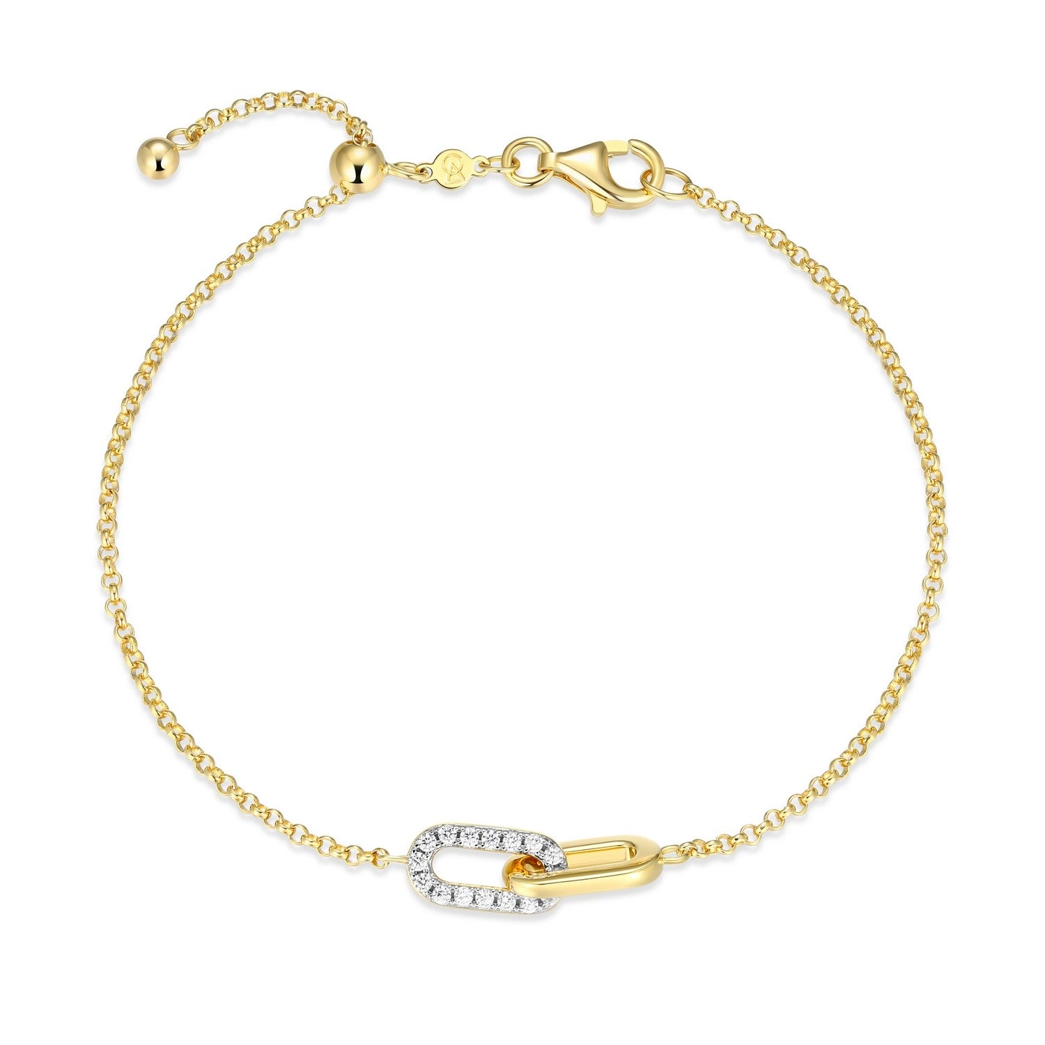 Lab-Grown Diamond GP Double Paperclip Link Adjustable Bracelet