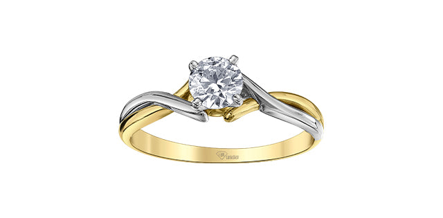 10K Two Tone Solitaire Diamond Engagement Ring, 0.52TDW