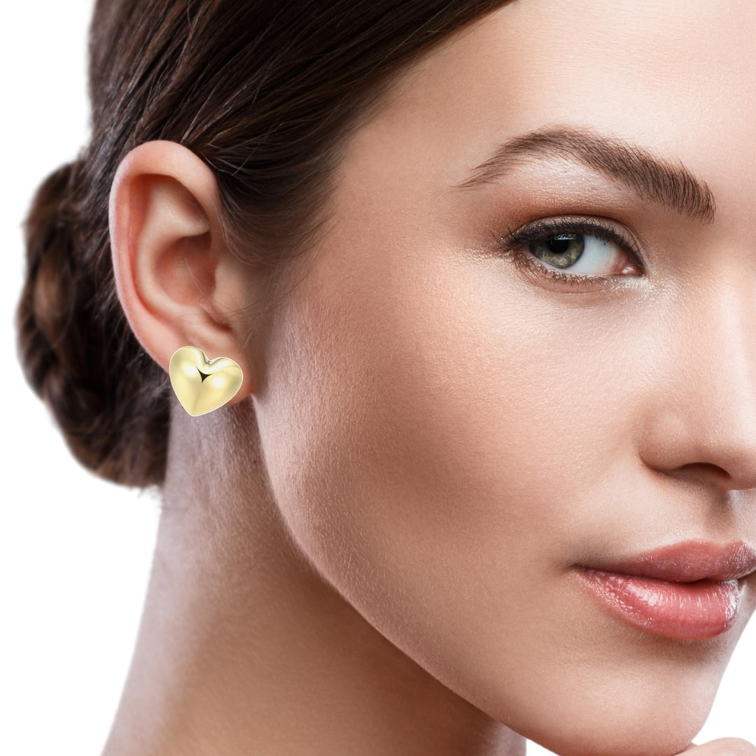 Puff Heart Stud Earrings