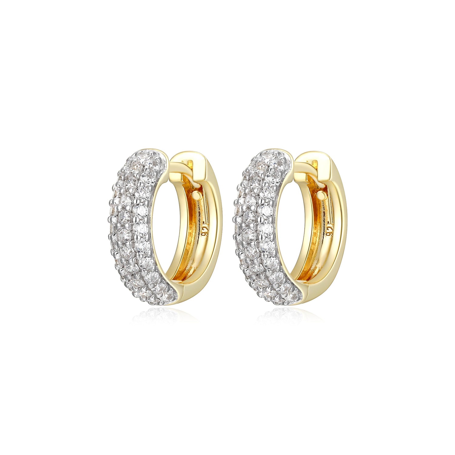 18k Gold-Plated Sterling Silver Pave CZ Huggie Hoop Earrings