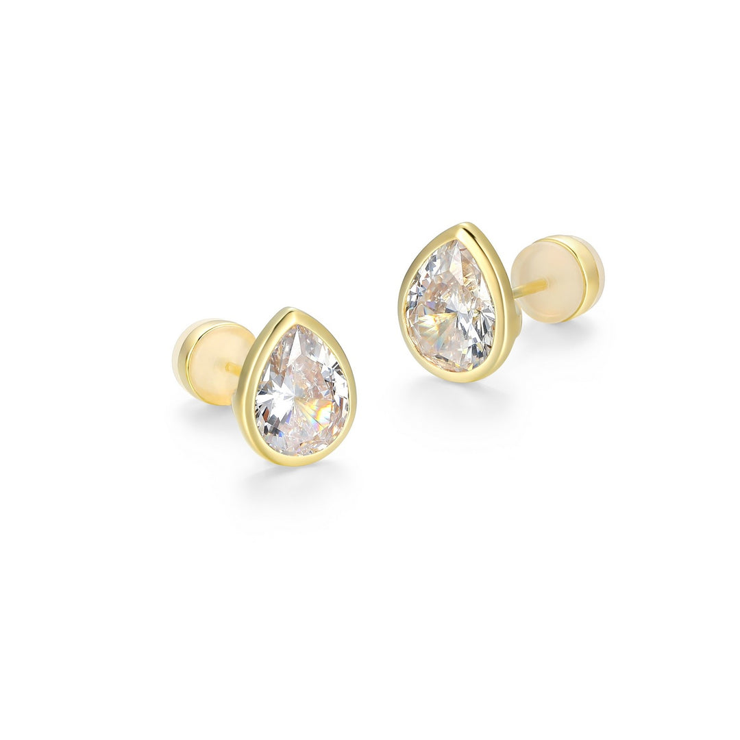 9x7MM Pear Cut Solitaire Stud Earrings