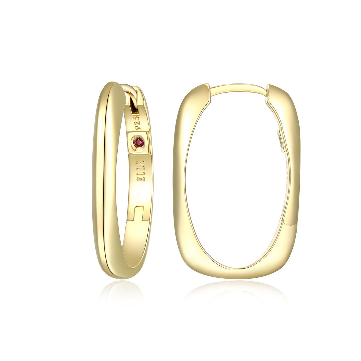ELLE "Allure" Gold Plated 25mm Oval Hoop Earrings