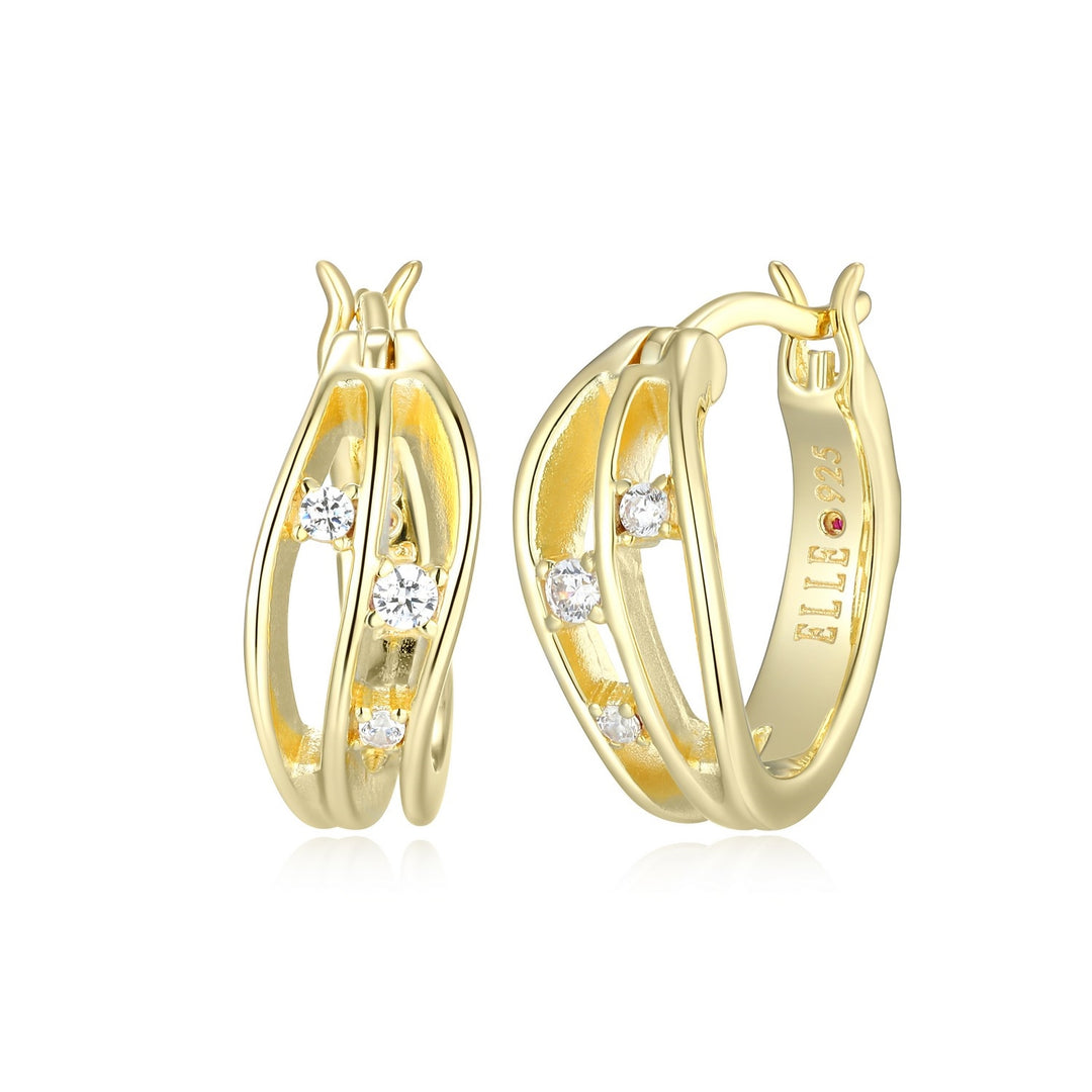 Triple Row Wavy Hoop Earrings