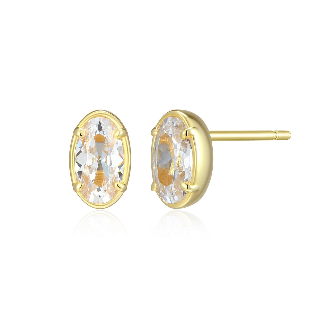 ELLE "Serenelle" Oval CZ Gold Plated Stud Earrings