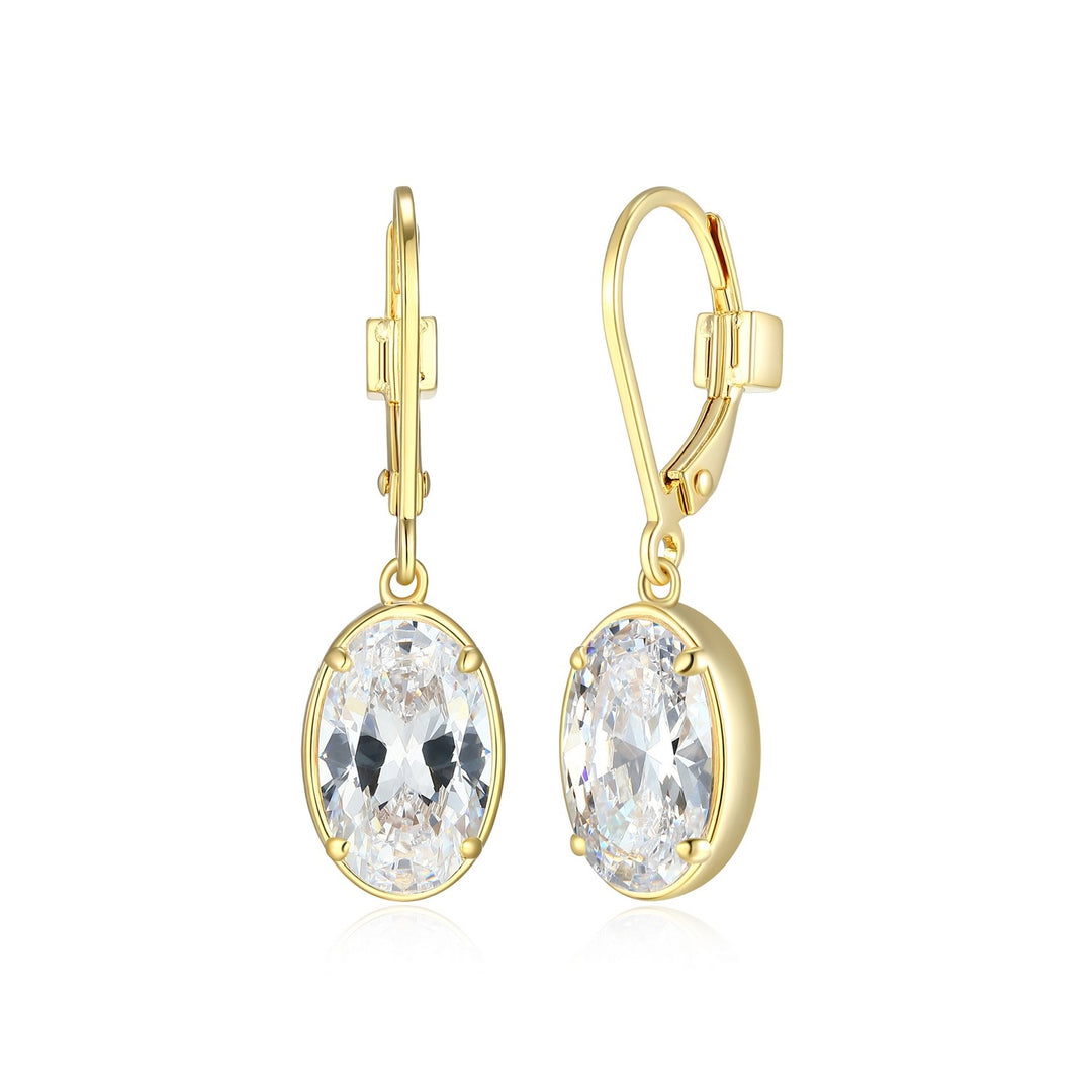 ELLE "Serenelle" Gold Plated Oval CZ Drop Earrings