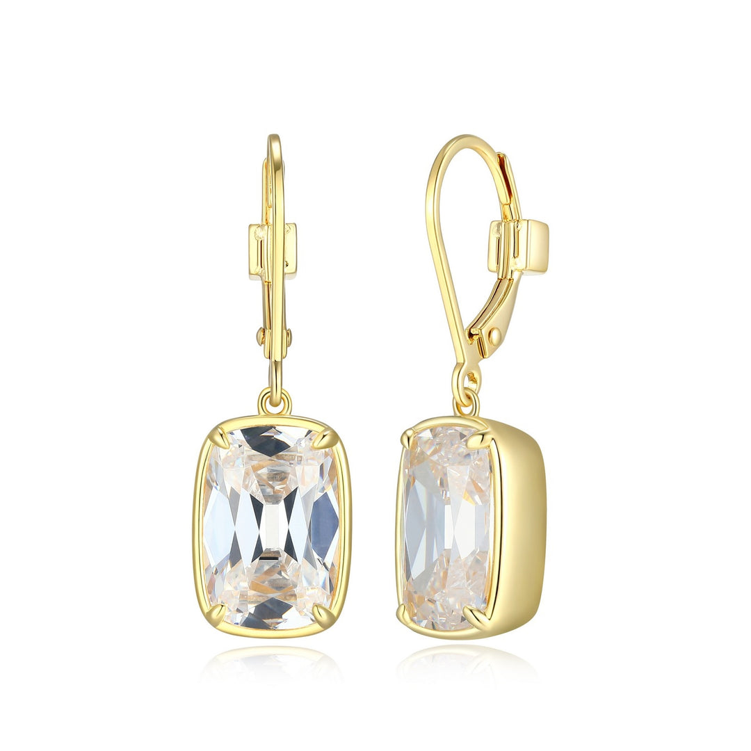 ELLE "Serenelle" Gold Plated Cushion CZ Drop Earrings