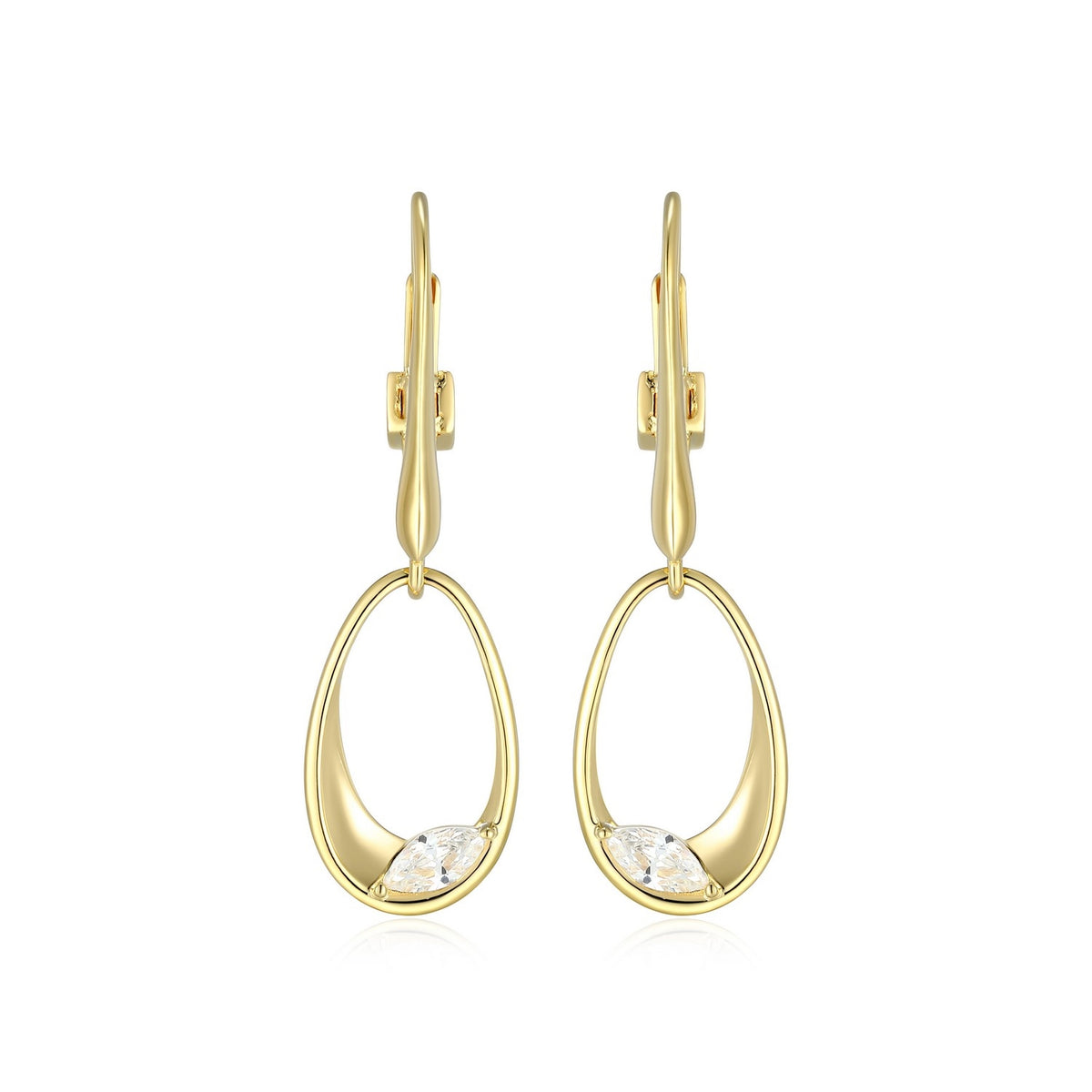 GP Oval Drop Earrings with Marquise Shaped CZ