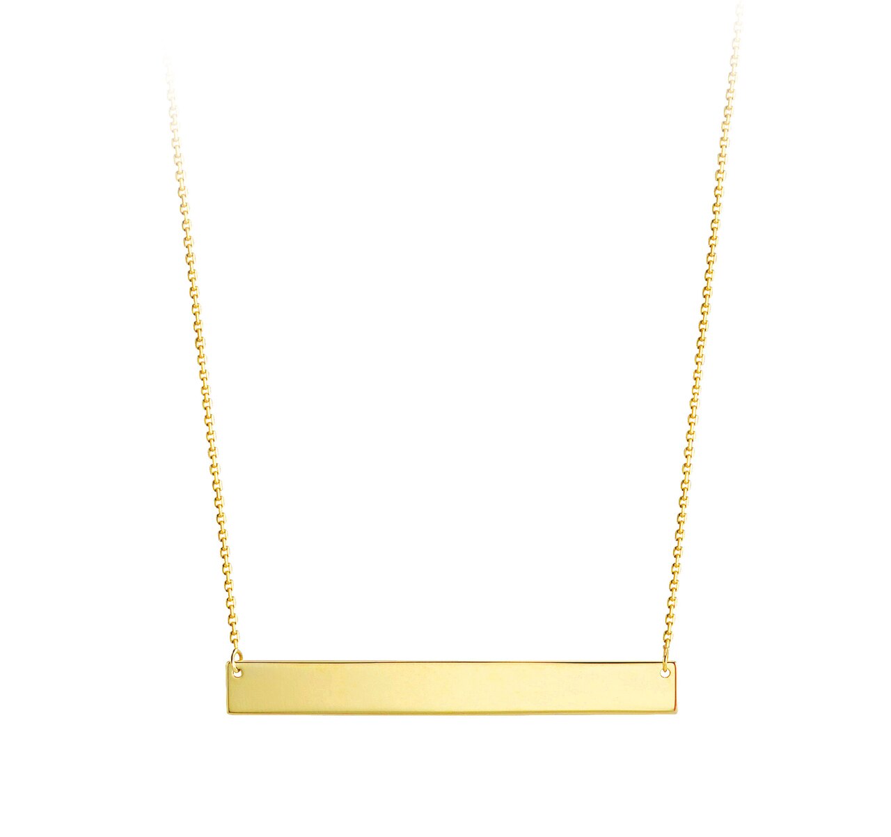 10k Yellow Gold 5x40mm Monogram Bar Necklace