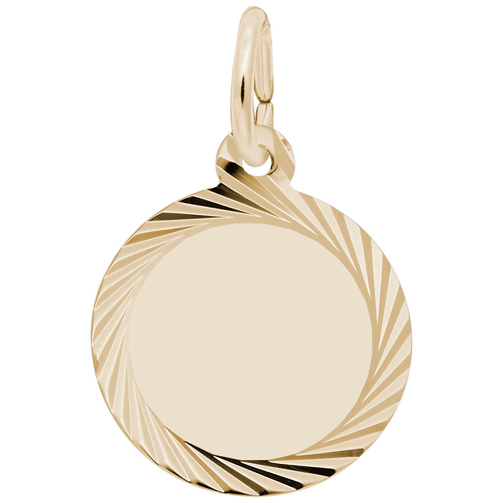 Gold-Plated Sterling Silver 14.5mm Diamond-Faceted Disc Pendant