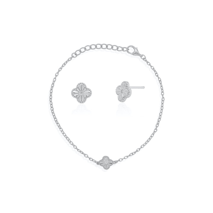 7MM Lucky Clover & Earring Set, Sterling Silver