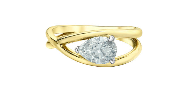 Solitaire Engagement Ring with Pear Shaped Lab-Grown Diamond