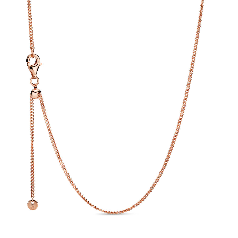 FINAL SALE - Rose Tone Curb Link Necklace, Adjustable
