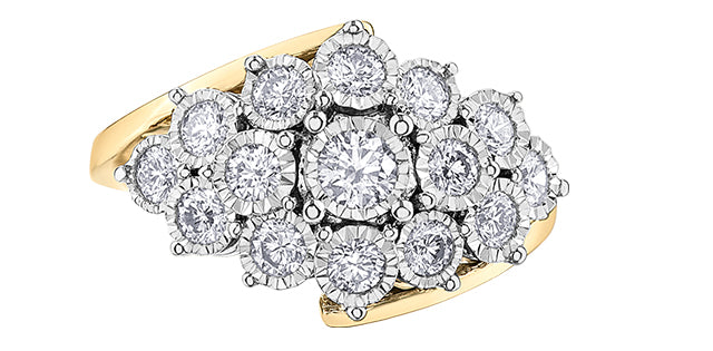 10 Karat Diamond Cluster Ring, 0.15 TDW