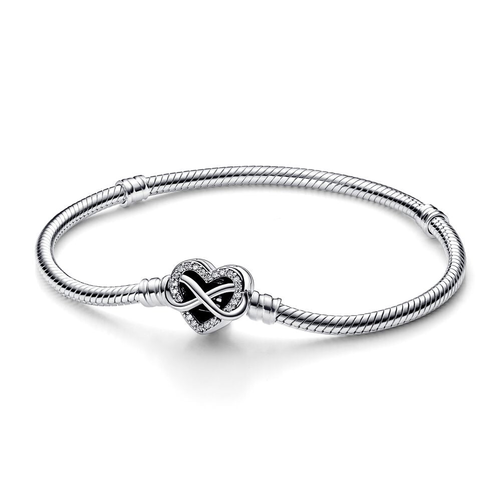 FINAL SALE - Pandora Moments Sparkling Infinity Heart Clasp Snake Chain Bracelet, 7.9"