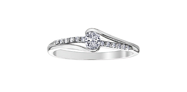 10K Engagement Ring, 0.20 CT Oval Center