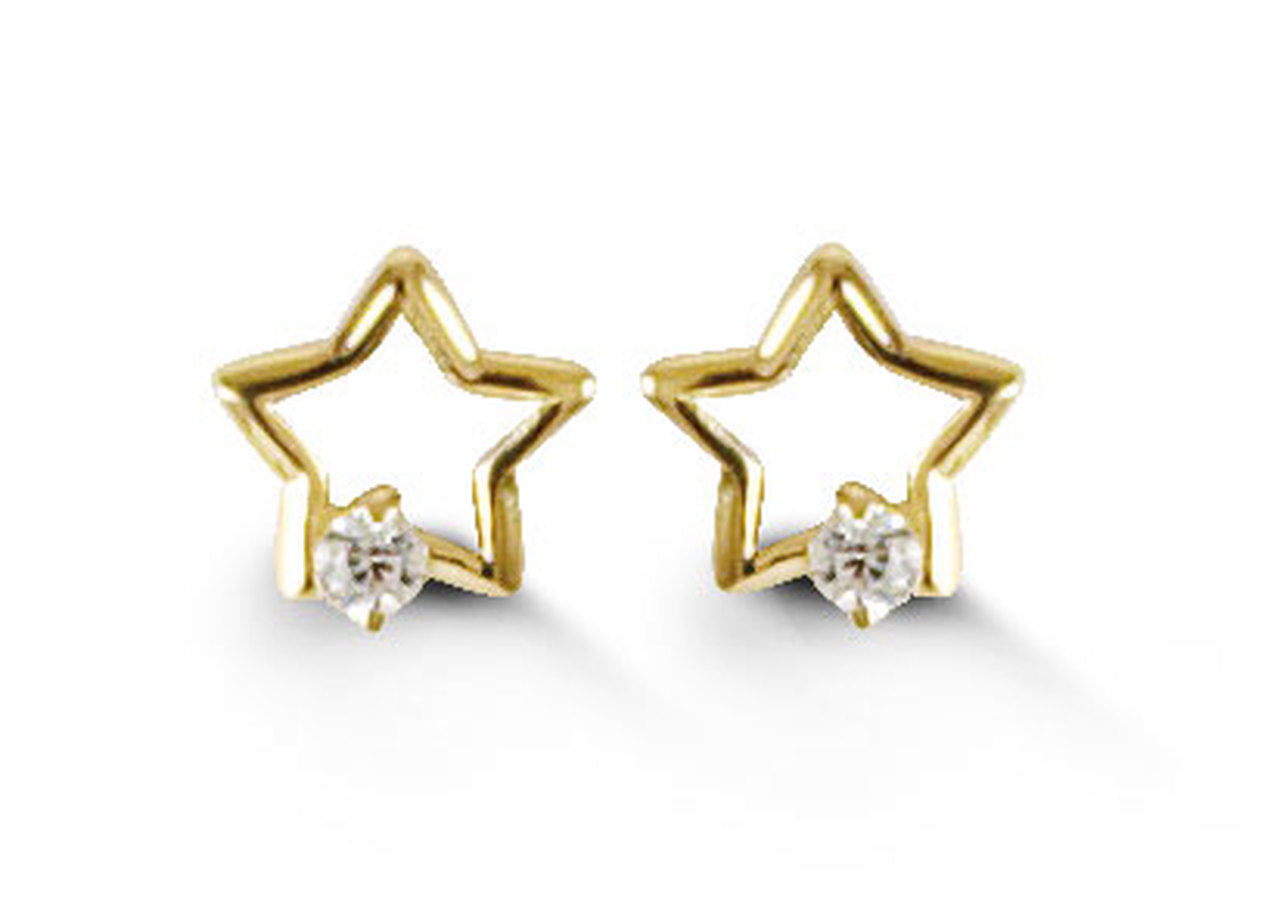 Baby 14K Star CZ Stud Earrings