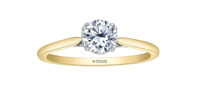 Maple Leaf Diamonds, Tides of Love Collection 18k Yellow & White Gold Solitaire Engagement Ring