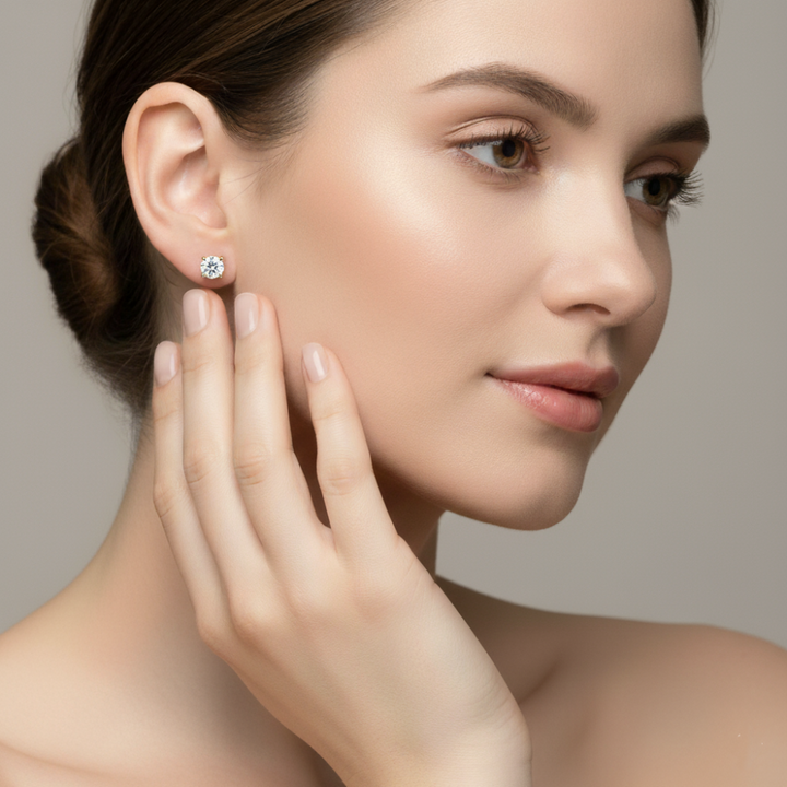 10K 6MM CZ Stud Earrings